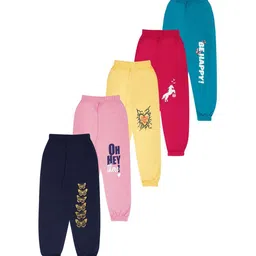FAZZA Girls Pack Of 5 Printed Pure Cotton Joggers-picture-28