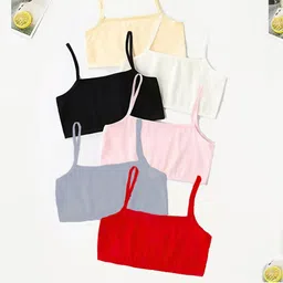 BRAAFEE Girls Pack Of 6 Non Padded Camisoles-picture-30