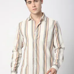 VASTRADO Men Classic Slim Fit Multi Stripes Opaque Striped Casual Shirt-image-73
