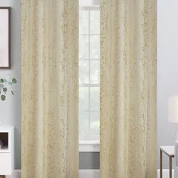 IVAZA Cream-Coloured & Gold-Toned Set of 2 Black Out Door Curtain-20