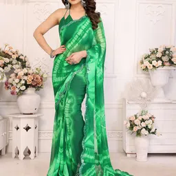 Nirmohi Fashion Tie and Dye Mirror Work Pure Georgette Saree-image-34
