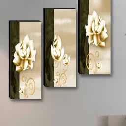Myntra Elegant Homes Beige & Green 3 Pieces Flower Printed Wooden Wall Paintings-image-53