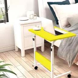 Torche Yellow Height Adjustable Movable Multipurpose Study Table With Wheels image 3