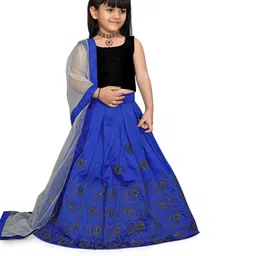 Shoryam Fashion Girls Blue Raw Silk Lehenga Choli-picture-10