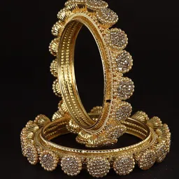LAVAZZA Pack of 2 Golden Metal Stone & Beads Studded Bangles image 3