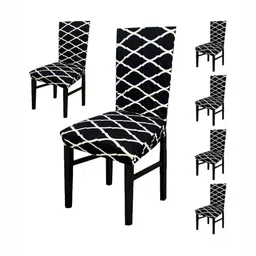 GIFTS ISLAND Set Of 6 Black Printed Chair Covers-image-22