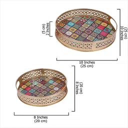 two moustaches Traditional Printed Pattern Design Serving Trays Set Tray Serving Set image 4