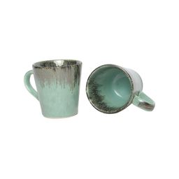 AMALAFIEE CERAMICS Sea Green & Brown 2 Pieces Printed Ceramic Glossy Mugs-24