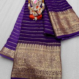 PAYAL CREATION Striped Zari Pure Georgette Saree-image-87