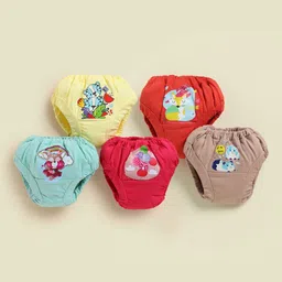 Unfab Infants Girls Pack Of 5 Assorted Printed Pure Cotton Basic Briefs CGGP006-05-2