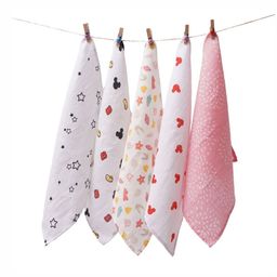 TIDY SLEEP 5 Pieces Printed Cotton Muslin 150 GSM Face Towels-28