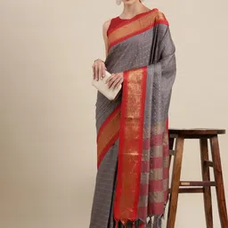 LeeliPeeri Checked Zari Saree-2