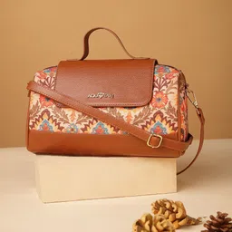AQUATAN Floral Printed PU Bowling Handheld Bag-26