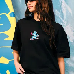 Bonkers Corner Women Graphic Printed Round Neck Cotton Oversized T-shirt-picture-37
