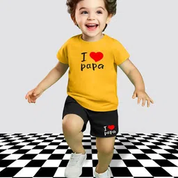 MGRS Kids-Unisex Mustard Cotton Blend Clothing Set-56