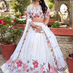 Aavisa Queency Floral Embroidered Ready to Wear Lehenga & Unstitched Blouse With Dupatta-picture-27