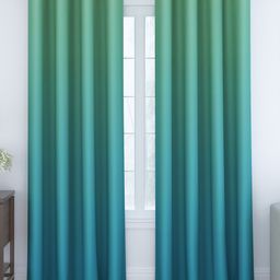 Story@home Blue & Green 2 Pieces Colourblocked Room Darkening Long Door Curtains-image-56