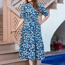 BAESD Floral Print Puff Sleeve Maxi Dress-picture-24