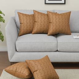 Myntra Elegant Homes Coffee Brown Set of 5 Square Cushion Covers-12
