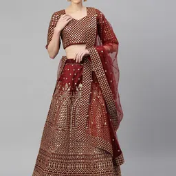 DIVASTRI Embroidered Sequinned Semi-Stitched Lehenga & Unstitched Blouse With Dupatta-picture-35
