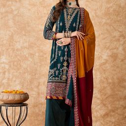 SHADOW & SAINING Embroidered Silk Georgette Unstitched Dress Material-picture-36