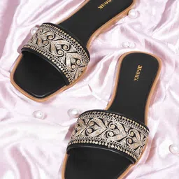 Anouk Women Embroidered Open Toe Flats-10