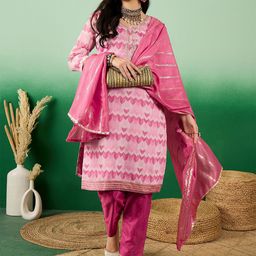 Sangria Floral Printed Zari Pure Cotton Unstitched Dress Material-image-38