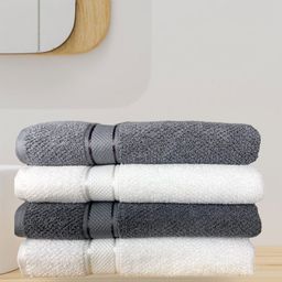 SENSES Grey & White 4 Piece Cotton 550 GSM Bath Towel-13