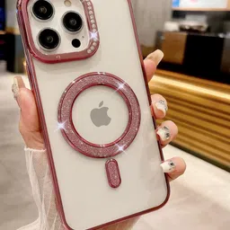 Luxury Kase Transparent Back Cover for iPhone 16 Pro with Shimmer MagSafe Ring-18