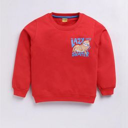 Hopscotch Boys Red & Blue Graphic Printed Round Neck Long Sleeves Cotton Sweatshirt-picture-31