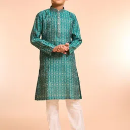 Manyavar Boys Ethnic Motifs Printed Kurta with Pyjama-image-27