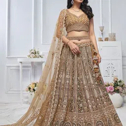 ODETTE Embroidered Semi-Stitched Lehenga & Unstitched Blouse With Dupatta-picture-31