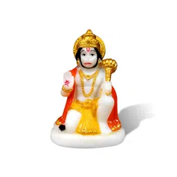 Adhvik Polyresin Multicolor Sitting Bajrangbali Hanuman Decorative Showpiece-image-17