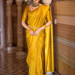 KAYOMMI Woven Design Zari Pure Silk Kanjeevaram Saree-image-9