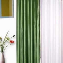 BELLA TRUE Green & White 2 Pieces Black Out Window Curtains-image-69