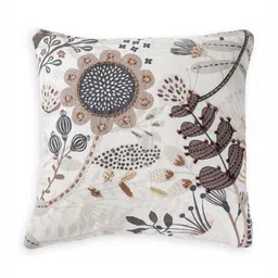 ONSETHOMES Grey & Beige Embroidered Square Cushion Covers image 1