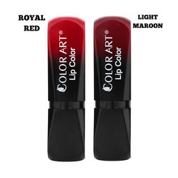Color Art Set Of 2 Long Lasting Glossy Matte Lipstick - 4 g - Royal Red & Light Maroon-image-73