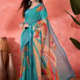 SAINOOR Women Floral Printed Banarasi Saree-image-29