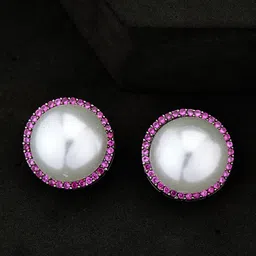 ATIBELLE Silver-Plated Artificial Stones Studded Circular Studs-70
