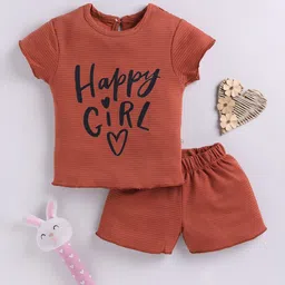 YK X Tinyo Girls Printed & Striped Top with Striped Shorts-picture-4