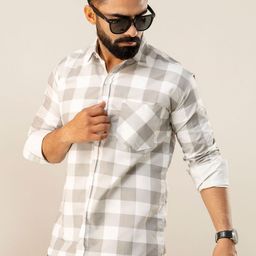 SURHI Men Relaxed Gingham Checks Semi Sheer Striped Casual Shirt-image-4
