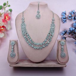VATSALYA creation Alloy White Jewellery Set-image-13