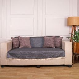 STITCHNEST Black Solid Other 1 Piece Sofa Cover-17