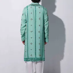Agrajain Men Ethnic Motifs Embroidered Regular Mirror Work Kurta with Pyjamas image 3
