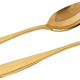 Spoon Set for Dining Table Brass Set of 2 pieces Plain Design Daily Use Brass Table Spoon Set-45
