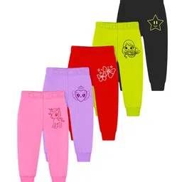 YK X Trampoline Kids Pack Of 5 Printed Mid-Rise Joggers-image-65