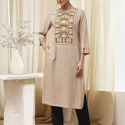 Biba Geometric Printed Keyhole Neck Straight Kurta-picture-20