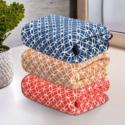 Kuber Industries Blue 3 Pieces Printed Microfiber 280 GSM Ultra Absorbent Face Towels-35