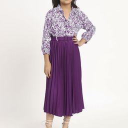 OTABU Girls Floral Printed A-Line Midi Dress-56