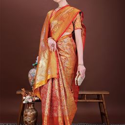 JUST FASHION Ethnic Motifs Zari Banarasi Saree-picture-31